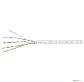 Cabeus UTP-4P-Cat.5e-SOLID-LSZH-WH Кабель витая пара UTP  (U / UTP),  категория 5e,  4 пары  (24 AWG),  одножильный,  белый,  LSZH,  нг (А)-HF,   (305 м)