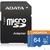 Флеш карта microSD 64GB A-DATA microSDHC Class 10 UHS-I A1 100 / 25 MB / s  (SD адаптер)