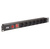 ITK PDU 7 розеток DIN49440  (нем. станд.) с LED выключателем и защитой от перенапряжения,  1U,  без шнура,  вх. IEC320 C14,  алюминевый профиль,  черный