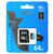 Флеш-накопитель NeTac Карта памяти Netac MicroSD card P500 Standard 64GB,  retail version w / SD adapter
