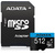 Флеш карта microSD 512GB A-DATA microSDHC Class 10 UHS-I A1 100 / 25 MB / s  (SD адаптер)
