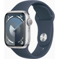 Смарт-часы Apple Watch Series 9 A2978 41мм OLED корп.серебристый Sport Band рем.синий разм.брасл.:150-200мм  (MR913ZP / A)