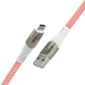 GCR Кабель 1.2m MicroUSB series MERCEDES,  PINK NYLON,  супер быстрая зарядка,  28 / 22 AWG,  GCR-51954