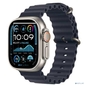 Смарт-часы Apple Watch Ultra 2 2024 A2986 49мм OLED корп.черный титан Ocean band рем.синий разм.брасл.:130-200мм  (MX4D3LW / A)