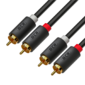 GCR Кабель 15.0m аудио 2 х RCA  /  2 х RCA ,  GOLD,  черный,  GCR-53112