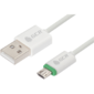 Greenconnect Кабель 3A 2.0m для Samsung USB 2.0,  AM / microB 5pin,  ABS,  белый,  зеленый ПВХ,  28 / 22 AWG,  поддержка функции быстрой зарядки,  экран,  армированный,  морозостойкий,  GCR-51133