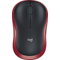 Logitech M185 черный / красный оптическая 1000dpi беспров. USB1.1 для ноутбука 2but  (910-002237)