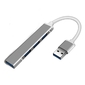 ORIENT CU-322,  USB 3.0  (USB 3.1 Gen1) / USB 2.0 HUB 4 порта: 1xUSB3.0+3xUSB2.0,  USB штекер тип А,  алюминиевый корпус,  серебристый  (31234)