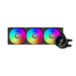 Кулер для процессора /  PCCooler DA360 Pro ARGB Digital BK  (300W,  360mm,  LED temp.,  Black,  ARGB /  Fans: 3x120mm,  75.8CFM,  33.7dBA,  2200RPM /  Pump height 57mm,  28dBA,  3000RPM,  Rad thickness 27mm /  S: 1851,  1700,  1200,  20XX,  115X,  AM5,  AM4)