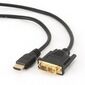 Кабель HDMI-DVI Cablexpert CC-HDMI-DVI-6,  19M / 19M,  single link,  медь,  позол.разъемы,  экран,  1.8м,  черный,  пакет