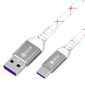 GCR Кабель 0.5m,  TypeC,  быстрая зарядка 18W,  поддержка QC,  PD,  бело-розовый,  AL case серебро,  28 / 24 AWG,  GCR-55289