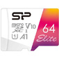 Флеш карта microSD 64GB Silicon Power Elite A1 microSDXC Class 10 UHS-I U3 100 Mb / s  (SD адаптер)