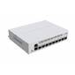 MikroTik Cloud Router Switch CRS310-1G-5S-4S+IN with 800 MHz CPU,  256 MB RAM,  4xSFP+,  5xSFP cages,  1xGBit LAN port,  RouterOS L5,  desktop case,  rackmount ears,  PSU