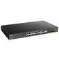 D-Link DGS-1250-28XMP / A1A,  L2 Smart Switch with 24 10 / 100 / 1000Base-T ports and 4 10GBase-X SFP+ ports  (24  PoE ports 802.3af / 802.3at  (30 W),  PoE Budget 370W).16K Mac address,  802.3x Flow Control,  4K