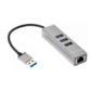 Telecom Переходник USB 3.0 -->RJ-45 1000Mbps +3 USB3.0,  Aluminum Shell,  0.2м Telecom <TA311U>