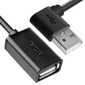 GCR Удлинитель 1.5m USB AM угловой / AF,  черный,  28 / 28 AWG,  морозостойкий,  GCR-AUEC6M-1.5m