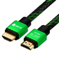 Greenconnect Кабель 2.0m HDMI версия 2.0,  HDR 4:2:2,  Ultra HD,  4K 60 fps 60Hz / 5K*30Hz,  3D,  AUDIO,  18.0 Гбит / с,  28 / 28 AWG,  OD7.3mm,  тройной экран,  BICOLOR нейлон,  AL корпус зеленый,  GCR-51486