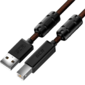 GCR Кабель PROF 0.75m USB 2.0,  AM / BM,  черно-прозрачный,  ферритовые кольца,  28 / 24 AWG,  экран,  армированный,  морозостойкий,  GCR-51284
