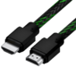 Кабель 1.5m HDMI 2.0,  BICOLOR черно-зеленый нейлон,  Ultra HD,  4K 60 fps 60Hz / 5K*30Hz,  3D,  AUDIO,  18.0 Гбит / с,  28AWG