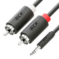 GCR Кабель-переходник аудио 2.0m jack 3, 5mm  /  2 х RCA ,  черный,  M / M,  GCR-51724