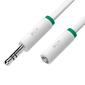 Greenconnect Удлинитель аудио 0.25m jack 3, 5mm / jack 3, 5mm белый,  зеленая окантовка,  ультрагибкий,  28AWG,  M / F,  Premium GCR-STM1662-0.25m,  экран,  стерео