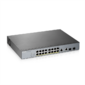 Zyxel GS1350-18HP,  16xGE PoE+,  2xCombo  (SFP / RJ-45),  бюджет PoE 250 Вт,  дальность передачи питания до 250 м,  автоперезагрузка PoE-портов,  повышенная защита от перенапряжений и электростатических разряд
