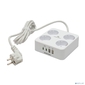 Cablexpert Сетевой фильтр Plate PLT-4-C2U2-W-2  (4р,  10А,  2xType-C PD,  20Вт,  2xUSB,  2м,  ур.защиты 4+) белый,  коробка {22564}