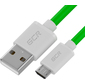 GCR QC Кабель 1.5m MicroUSB,  быстрая зарядка,  зеленый TPE,  белые коннекторы,  28 / 22 AWG,  GCR-52459