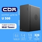 CBR Корпус ATX Miditower U500,  без БП,  1*USB 3.0 Type-C,  1*USB 3.0,  1*USB 2.0,  HD Audio+Mic,  Black [PCC-ATX-U500-WPSU]