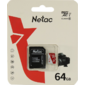 Netac P500 ECO 64GB MicroSDXC U1 / C10 up to 80MB / s,  retail pack with SD Adapter