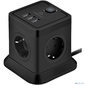 Cablexpert Сетевой фильтр Tower TWR-4-U3-B-3  (4р,  10А,  3xUSB,  3.1А,  3м,  ур.защиты 2+) черный,  коробка {22559}