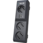 Surge protector Pilot 3G 3xGP euro outlets,  10А / 2.2кВа,  2xUSB,  3m,  black