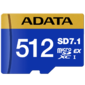 Карта памяти microSDXC 512GB  ADATA Premier Extreme  SD7.1 Express PCIe Gen3×1,  UHS-I U3  /  Class 10  /  V30,  800 / 700 MB / s,  SD-Express,  Retail