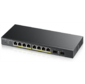 Smart L2 коммутатор PoE+ Zyxel GS1900-10HP,  8xGE PoE+,  2xSFP,  настольный,  бесшумный,  бюджет PoE 77 Вт