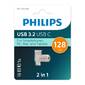 Флеш накопитель 128Gb PHILIPS 2-in-1 USB 3.2 USB C,  OTG,  USB 3.2 / Type-C,  Металл,  100 MB / s