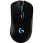 Мышь игровая Logitech G703 Lightspeed черная,  сенсор 100-25600dpi  (Hero25K),  беспроводная 2.4GHz + USB 1, 8м,  5 программируемых кнопок + колесо прокрутки,  RGB-подсветка,  под правую руку