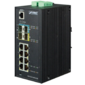 IP30 Industrial L2+ / L4 8-Port 1000T 802.3at PoE+ 4-port 100 / 1000X SFP Full Managed Switch  (-40 to 75 C,  dual redundant power input on 48~56VDC terminal block,  DIDO,  ERPS Ring Supported,  1588)