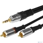 Шнур Стерео 3, 5 мм - 2 RCA,  длина 5 метров  (GOLD-металл) REXANT