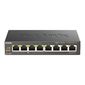 коммутатор D-Link Неуправляемый PoE-коммутатор,  8x1000Base-T  (4x1000Base-T PoE),  PoE-бюджет 80 Вт,  корпус металл