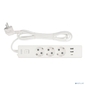 PowerCube Бытовой удлинитель  (PC-5-2M) 3р с / з вык., 3USB,  3500 Вт,  16А,  1.9 м,  3*1, 0  (белый) {22302}