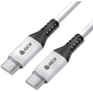 GCR Кабель 1.0m Type C-C,  для MacBook 18W,  белый,  AL корпус белый,  черный ПВХ,  GCR-53122