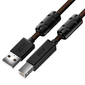 GCR Кабель PROF 5.0m USB 2.0,  AM / BM,  черно-прозрачный,  ферритовые кольца,  28 / 24 AWG,  экран,  армированный,  морозостойкий,  GCR-52419