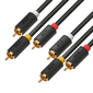 Greenconnect Кабель 3.0m аудио 3 х RCA  /  3 х RCA ,  GOLD,  черный,  GCR-51821