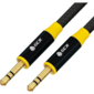 GCR Кабель 1.0m аудио jack 3.5mm / jack 3.5mm черный нейлон,  GOLD,  AL case черный,  желтая окантовка,  M / M,  GCR-54244