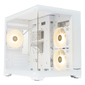 Корпус без блока питания /  HSPD F330,  Panoramic Mini-tower,  White,  TG,  0.5 SPCC,  3x120mm ARGB mATX,  mITX 160 / 400 / 200mm 1x2.5",  2x3.5",  4xPCI 1xUSB-C 3.0,  2xUSB-A1.0 428x280x375mm