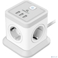 Cablexpert Сетевой фильтр Tower TWR-4-U3-W-3  (4р,  10А,  3xUSB,  3.1А,  3м,  ур.защиты 2+) белый,  коробка {22558}