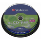 Диск CD-RW 700МБ 8x-12x Verbatim 43480 пласт.коробка,  на шпинделе  (10шт. / уп.)