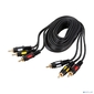 Шнур 3 RCA - 3 RCA,  длина 5 метров,  черный  (GOLD) REXANT