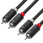 GCR Кабель 0.5m аудио 2 х RCA  /  2 х RCA ,  черный,  GCR-54122