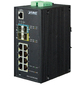 IP30 Industrial L2+ / L4 8-Port 1000T 802.3at PoE+ 4-port 100 / 1000X SFP Full Managed Switch  (-40 to 75 C,  dual redundant power input on 48~56VDC terminal block,  DIDO,  ERPS Ring Supported,  1588)